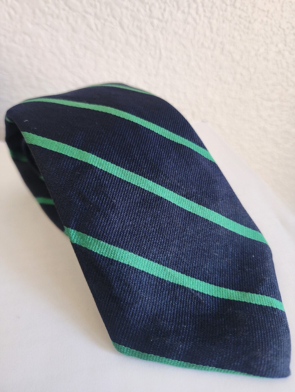 Gant Navy Tie with Green Diagonal Stripes